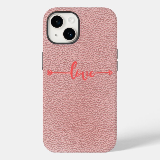 Étui rose pour iPhone 14 avec esthétique de l'amou (Verso)
