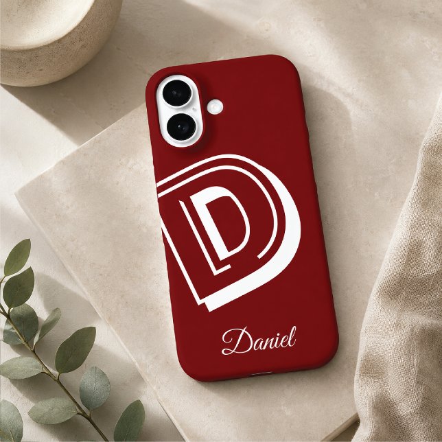 Étui rouge et blanc iphone - nom personnalisé (Créateur téléchargé)