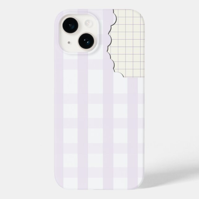 Étui téléphone esthétique gingham lavande Iphone 1 (Verso)