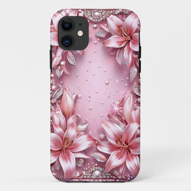 Étui téléphone floral lys rose pour elle cadeau (Dos)
