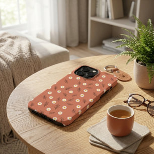 Étui téléphone mat éparpillé de marguerite en terr