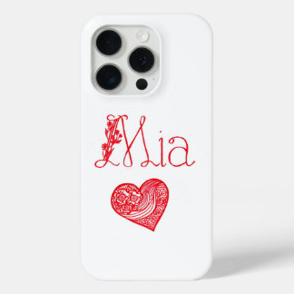 Étui téléphonique avec coeur et nom de Mia