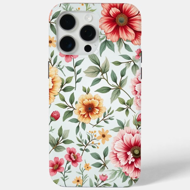 étui téléphonique avec de belles fleurs iPhone 15  (Verso)