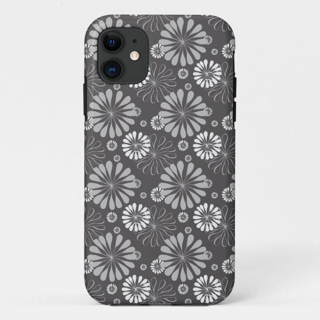 étui téléphonique floral gris (Dos)