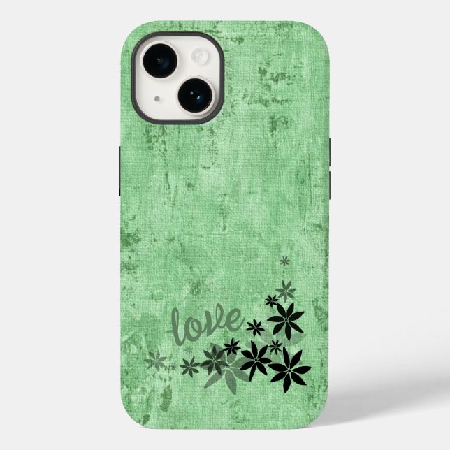 Étui téléphonique LOVE Green Flowers (Verso)