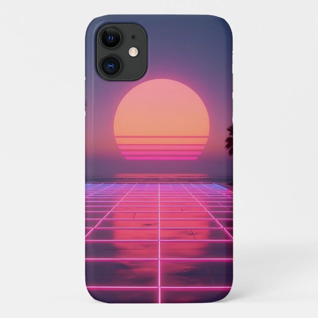 Étui téléphonique rétro Neon Sunset (Dos)