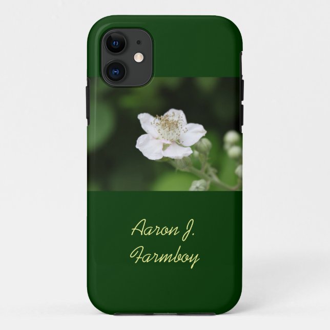 Étui vert pour iPhone 5 avec fleur de framboisier  (Dos)