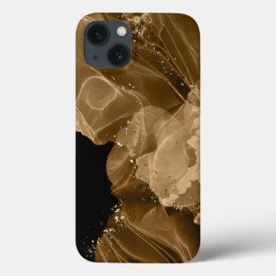 Étui Watercolor Brown Gold Glitter pour iPhone / i