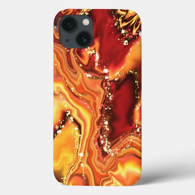 Étui Watercolor Glitter Orange Gold pour iPhone /  (Verso)