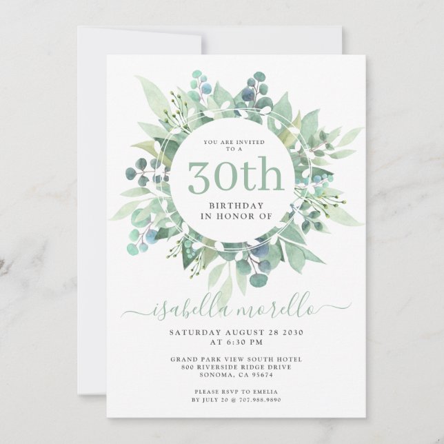 Eucalyptus 30e anniversaire Invitation (Devant)