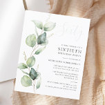Eucalyptus 60e anniversaire de fête Invitation<br><div class="desc">Il pourrait s'agir d'une fête surprise ou d'une autre décennie spéciale. Cette invitation à la fête de 60e anniversaire avec un design vert d'eucalyptus avec une typographie populaire moderne peut être facilement édité pour convenir à toute fête d'anniversaire ou d'anniversaire. Vous pouvez modifier le libellé, les détails de l'anniversaire et...</div>