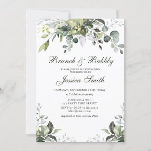 Eucalyptus Aquarelle Brunch et Bubbly Invitation