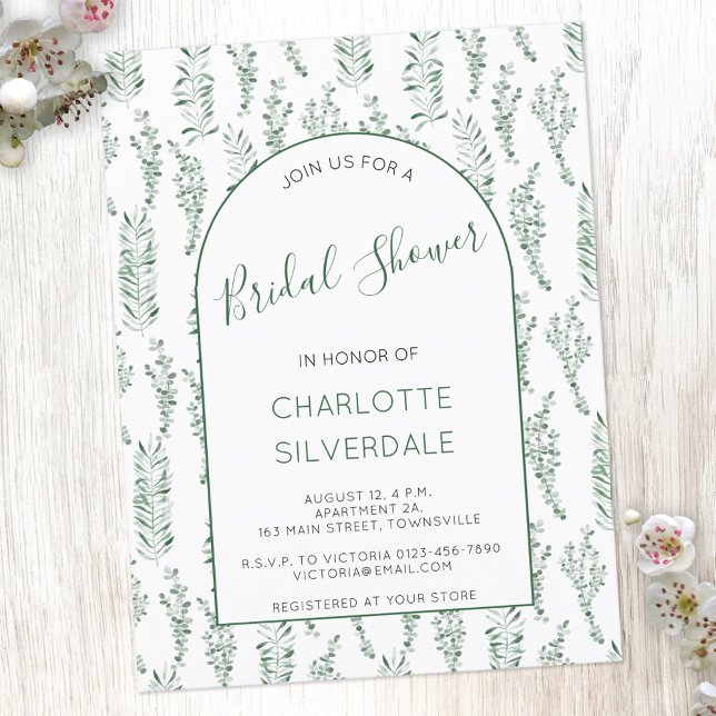 Eucalyptus Aquarelle Nuptiale Douche Invitation (Créateur téléchargé)