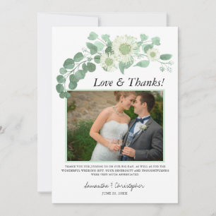 Eucalyptus Aquarelle Photo Mariage Carte de remerc