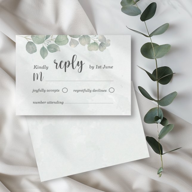 Eucalyptus Aquarelle sauge vert RSVP Mariage (Créateur téléchargé)