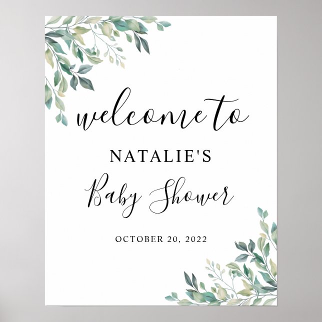 Eucalyptus Baby shower Affiche de bienvenue (Devant)