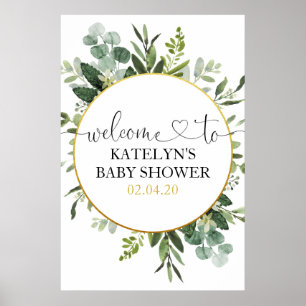 Eucalyptus Baby shower Affiche de bienvenue