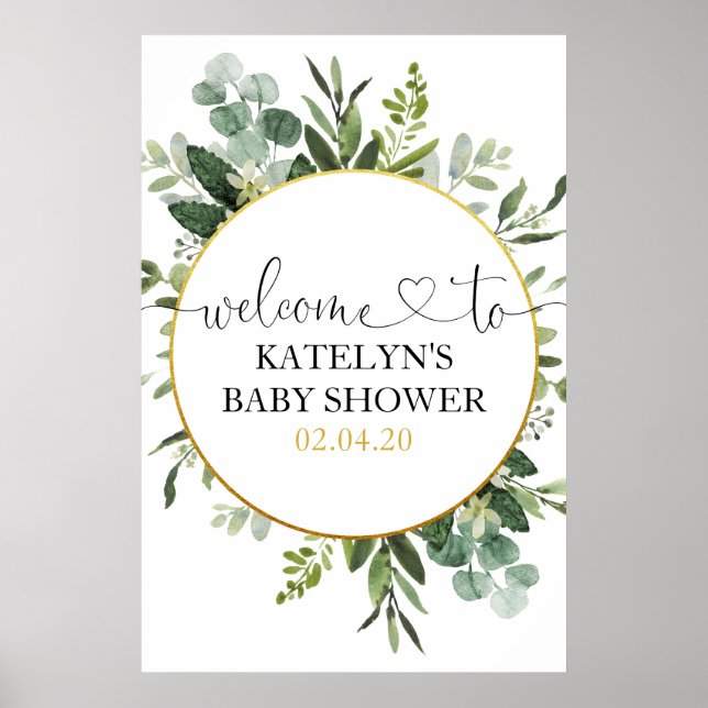 Eucalyptus Baby shower Affiche de bienvenue (Devant)