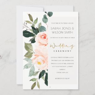 Eucalyptus Blush Rose Mariage rose Invitation