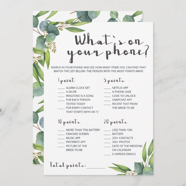 Eucalyptus Botanique Whats Sur Votre Téléphone Jeu (Devant / Derrière)