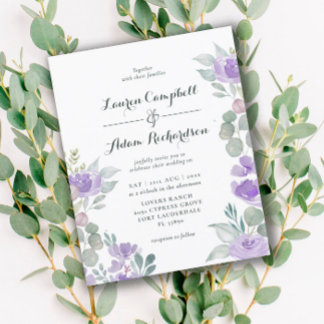 Eucalyptus budget Aquarelle violet Mariage