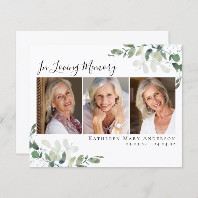 Eucalyptus BUDGÉTAIRE En Carte de remerciements Mé (Devant / Derrière)