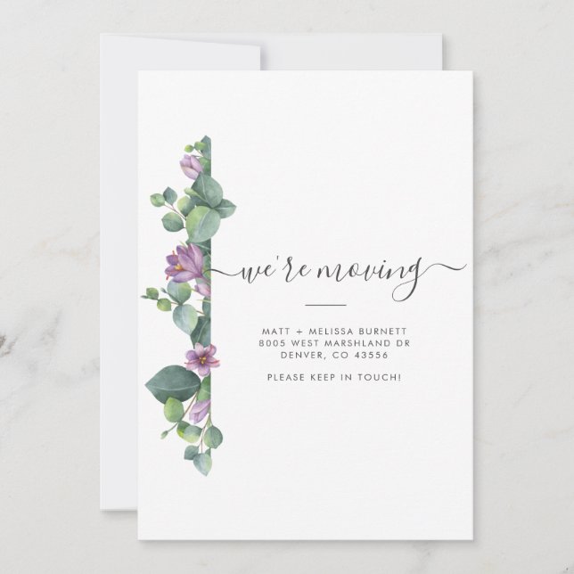 Eucalyptus Changement d'adresse Faire-part de dépl (Devant)