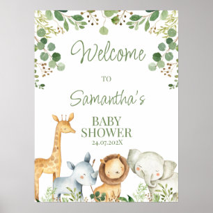 Eucalyptus Cute Safari Baby shower Affiche de bien