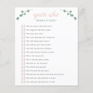 Eucalyptus Devine Qui Baby shower Jeu