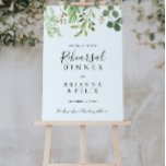 Eucalyptus Dîner simple de répétition Affiche de b<br><div class="desc">Ce simple panneau d'accueil pour le dîner de répétition eucalyptus est parfait pour une répétition mariage moderne. Le design présente artistiquement peint à la main de beaux feuilles vert eucalyptus arrangés en formes géométriques,  inspirant la beauté naturelle.</div>