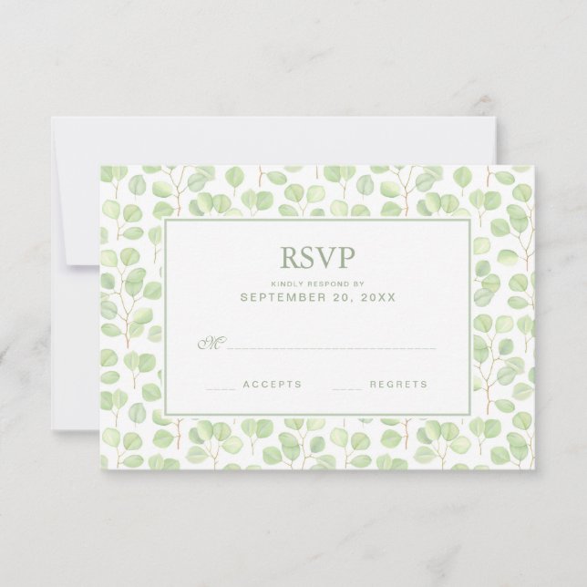 Eucalyptus Dollar Argent & Branches - Mariage RSVP (Devant)