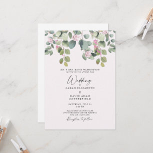 Eucalyptus et Rose Faire-part de mariage