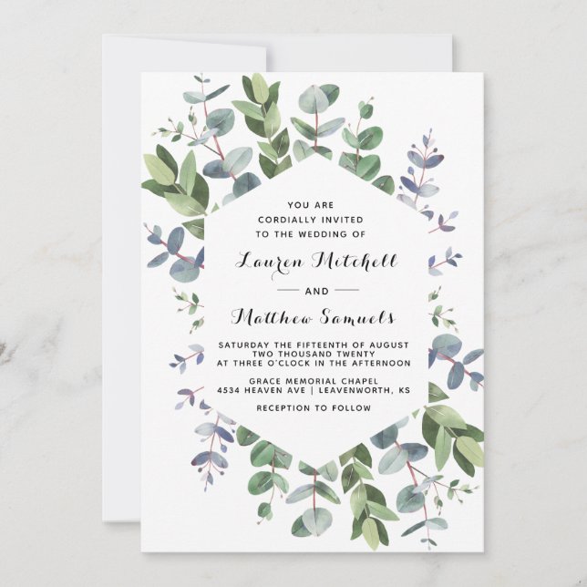 Eucalyptus Faire-part de mariage (Devant)