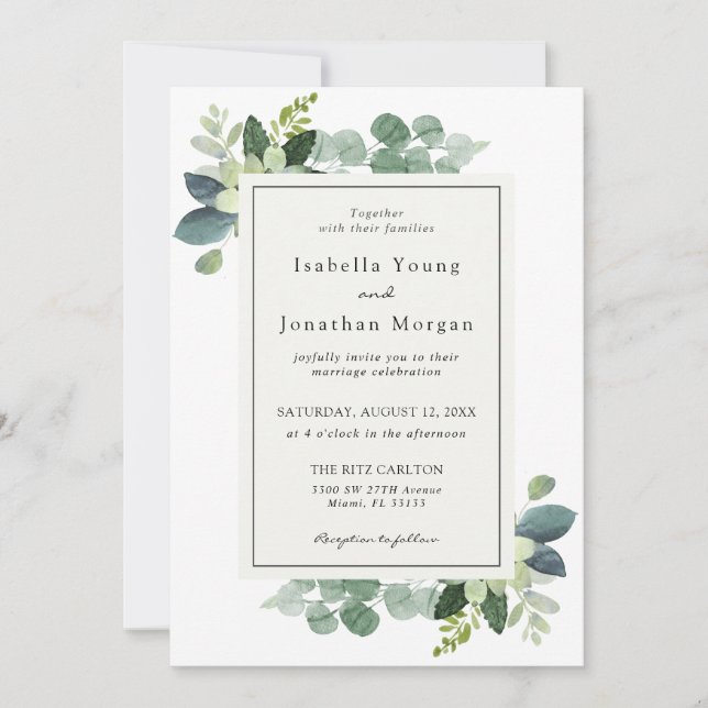 Eucalyptus Faire-part de mariage (Devant)