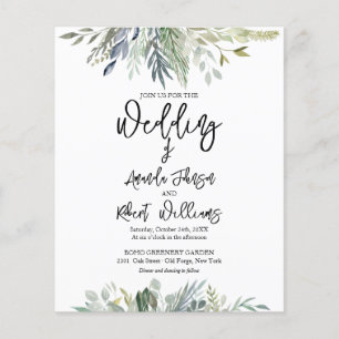 Eucalyptus Faire-part de mariage Budget Vert