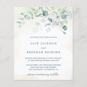 Eucalyptus Faire-part de mariage Budget Vert