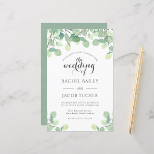 Eucalyptus Faire-part de mariage Budget Vert