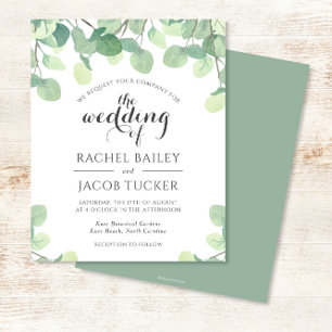 Eucalyptus Faire-part de mariage Budget Vert