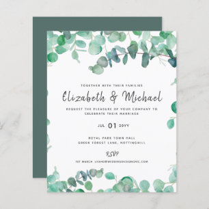 Eucalyptus Faire-part de mariage Budget Vert Feuil