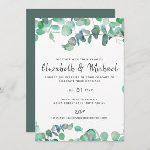 Eucalyptus Faire-part de mariage Budget Vert Feuil