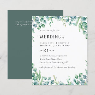 Eucalyptus Faire-part de mariage Budget Vert Feuil