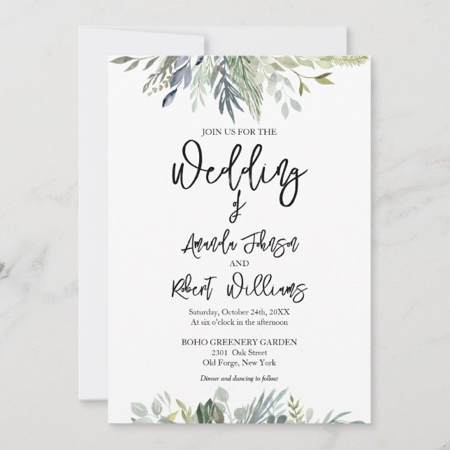 Eucalyptus Faire-part de mariage de verdure (Devant)