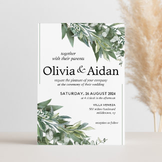 Eucalyptus Faire-part de mariage de verdure rustiq