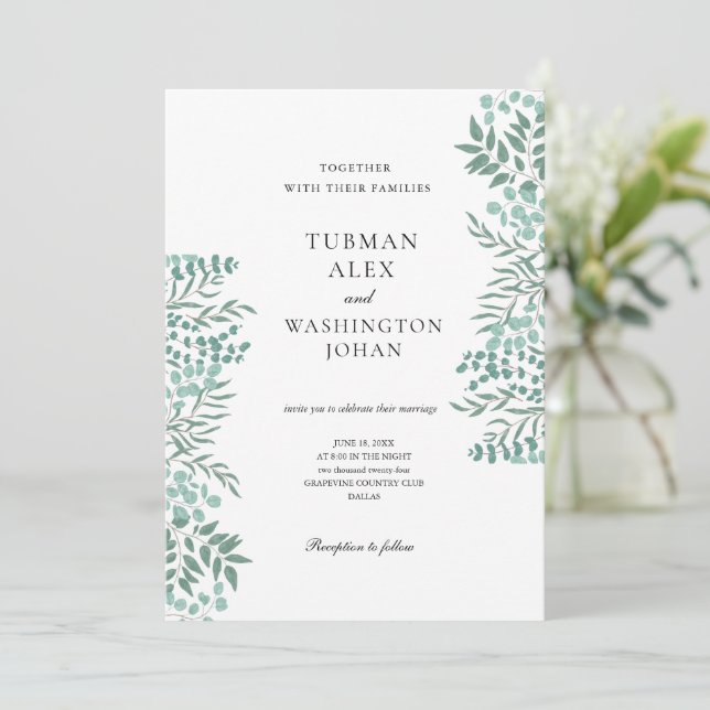 Eucalyptus Faire-part de mariage de verdure rustiq (Debout devant)