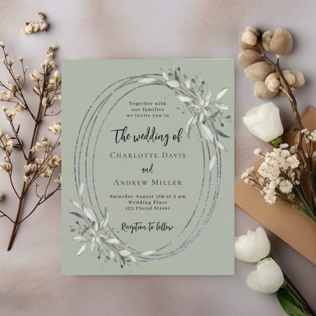 Eucalyptus faire-part de mariage verte (Créateur téléchargé)
