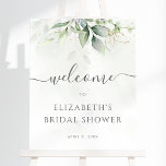 Eucalyptus Fête des mariées Affiche de bienvenue<br><div class="desc">Belle enseigne de bienvenue de douche nuptiale avec l'aquarelle eucalyptus et feuilles d'or.</div>