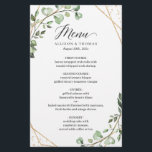 Eucalyptus Feuille Géométrique Mariage Dîner Menu<br><div class="desc">Mariage de menu Eucalyptus Feuille Gold Geometry Frame Modèle de menu. Pour plus de personnalisation,  cliquez sur le lien "customiser plus" et utilisez notre outil de conception pour modifier ce modèle. Si vous avez besoin d'aide ou d'articles correspondants,  veuillez me contacter.</div>