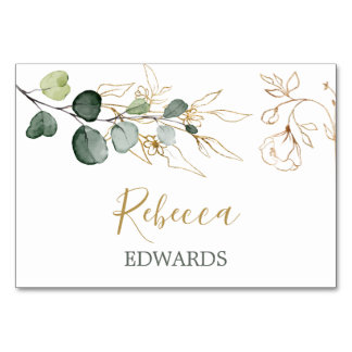 Eucalyptus Feuille Gold Floral Place carte
