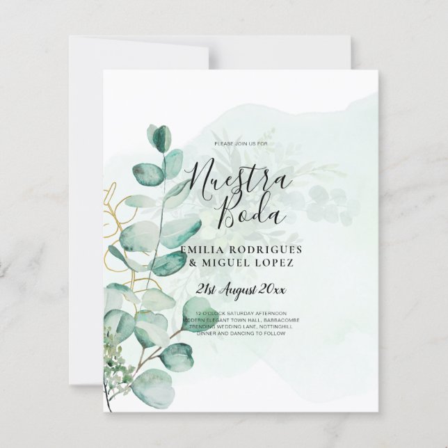Eucalyptus Feuille Mariage vert QR CODE Moderne (Devant)