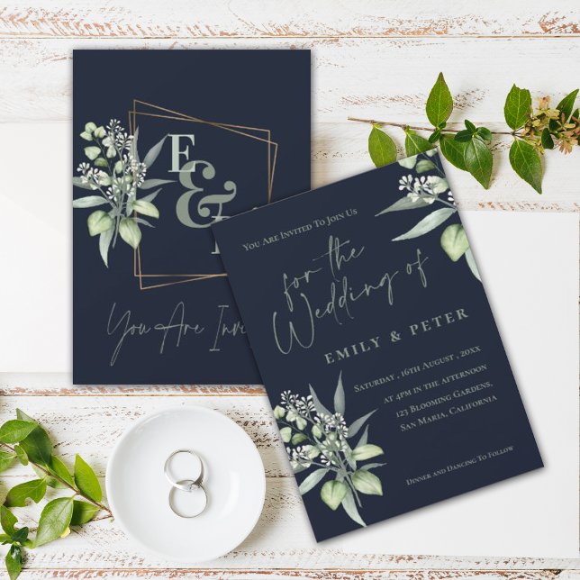 Eucalyptus Feuille Monogramme Mariage luxueux de v (Créateur téléchargé)